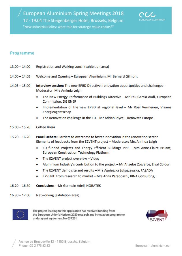 E2V workshop Brussels agenda